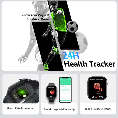 EIGIIS Smart Watch Men Women Full touch Screen Sports Fitness Watch Body Temperature Heart Rate Monitor Clock For Android iOS